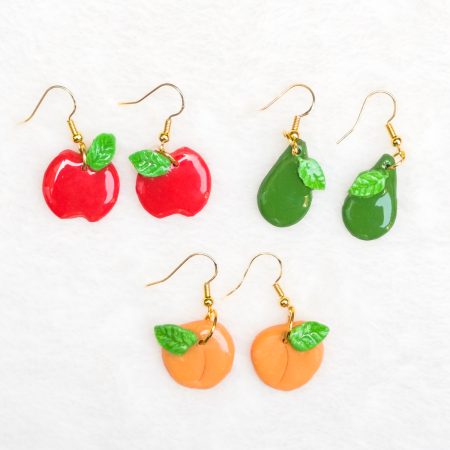 Handmade, fruit themed polymer clay earrings.