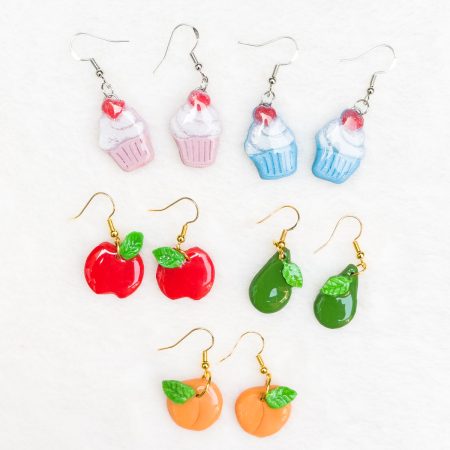 Handmade, fruit themed polymer clay earrings.