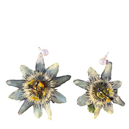 Real Passion Flower Resin Earrings | Handmade Botanical Nature Jewelry