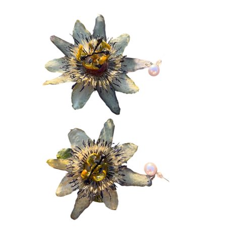 Real Passion Flower Resin Earrings | Handmade Botanical Nature Jewelry