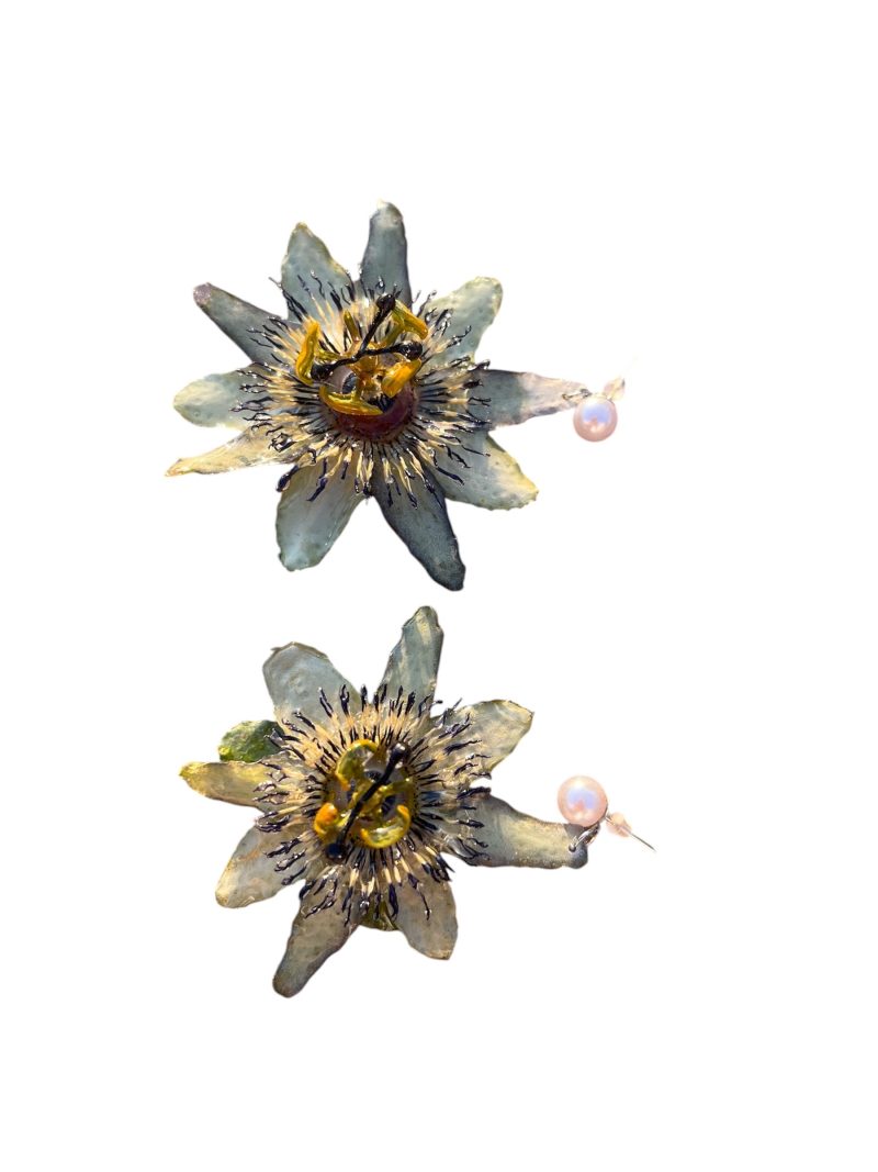 Real Passion Flower Resin Earrings | Handmade Botanical Nature Jewelry