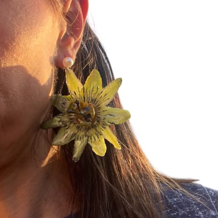 Real Passion Flower Resin Earrings | Handmade Botanical Nature Jewelry