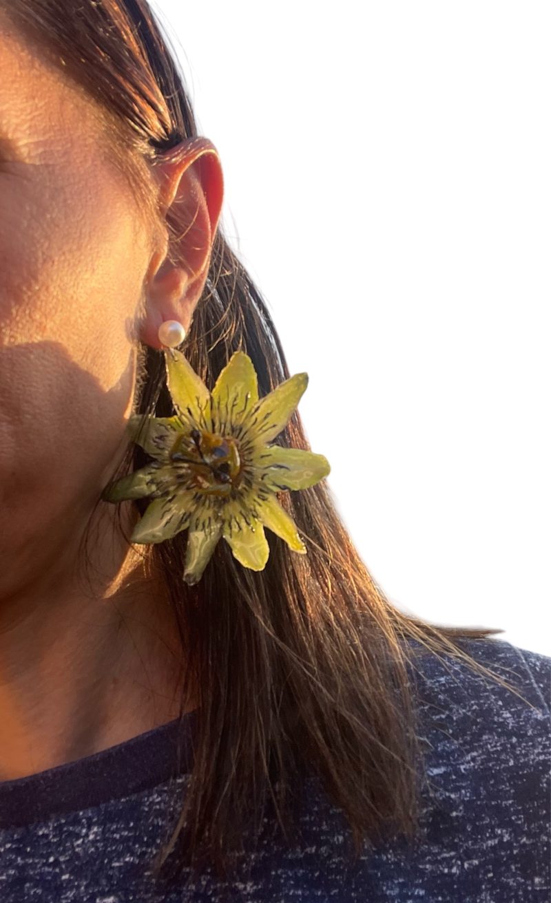 Real Passion Flower Resin Earrings | Handmade Botanical Nature Jewelry