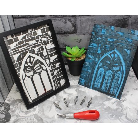 Church Window Architectural Lino Print