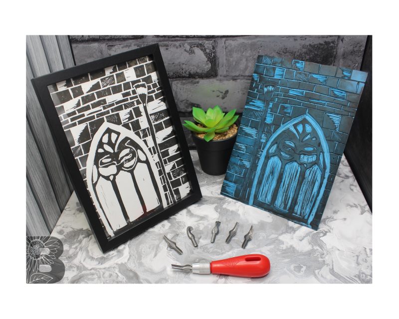 Church Window Architectural Lino Print