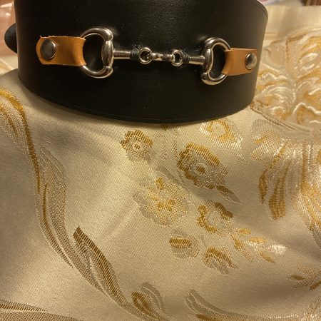 Greyhound/sighthound/dog snaffle and black leather dog collar bespoke handmade