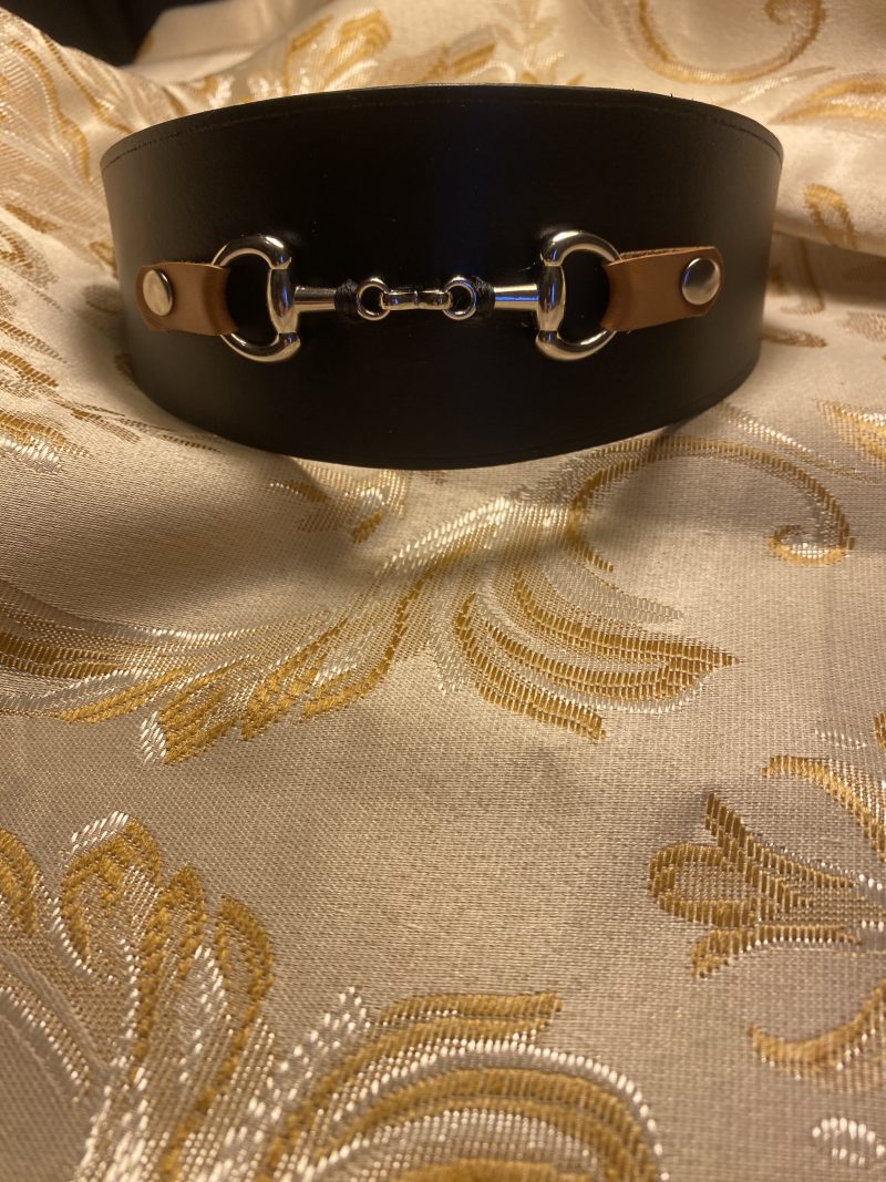 Greyhound/sighthound/dog snaffle and black leather dog collar bespoke handmade