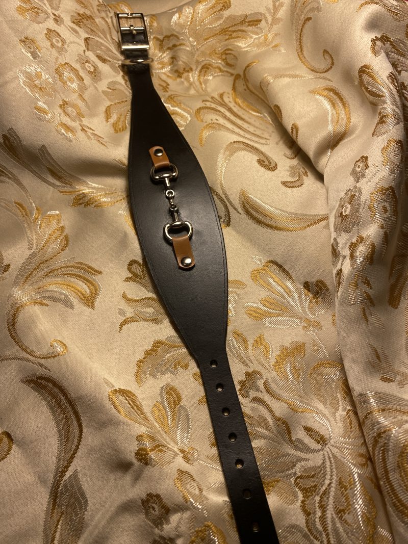 Greyhound/sighthound/dog snaffle and black leather dog collar bespoke handmade