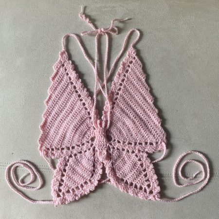 Crochet pink butterfly top
