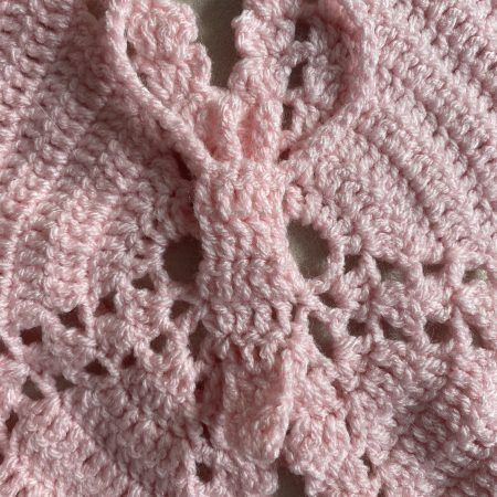 Crochet pink butterfly top