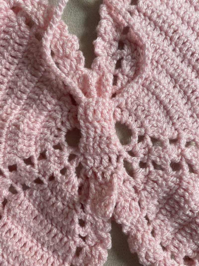 Crochet pink butterfly top