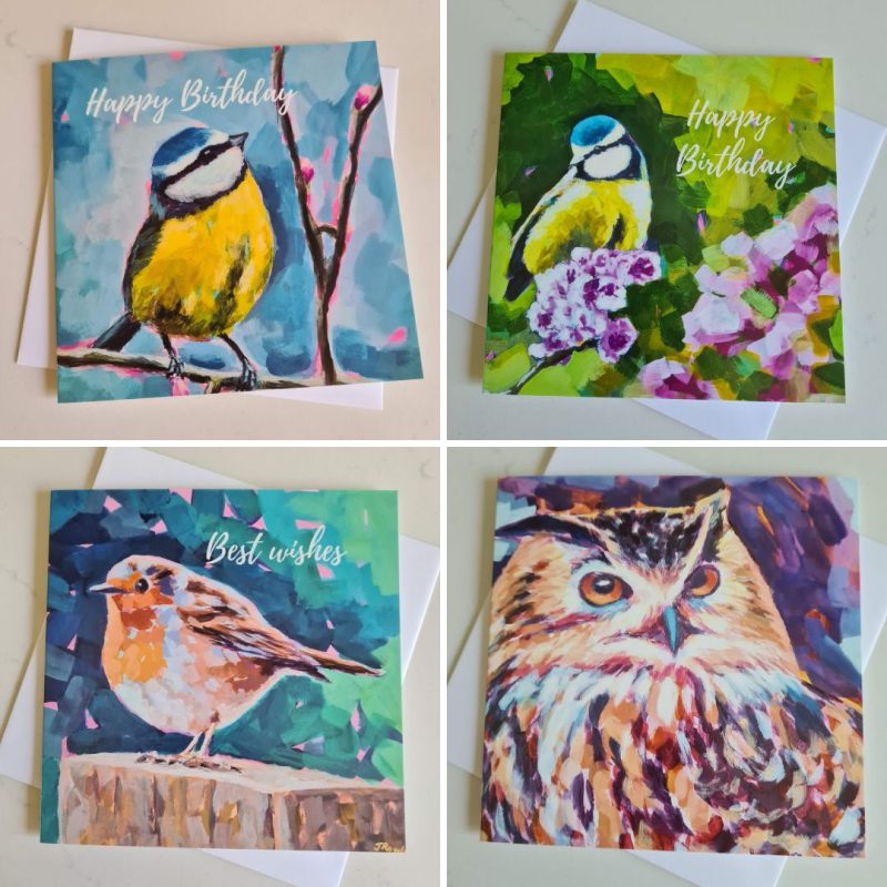 Pick your own four cards bird and floral theme