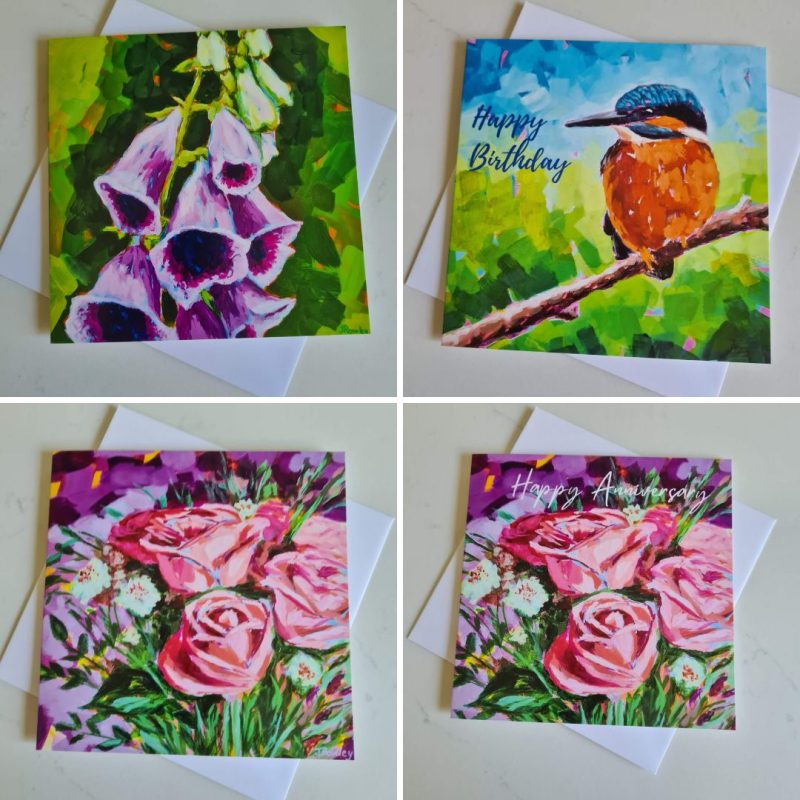 Pick your own four cards bird and floral theme