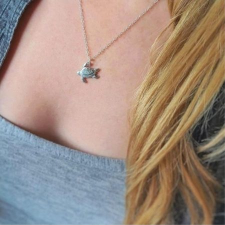 Turtle Pendant necklace, handcrafted, sterling silver