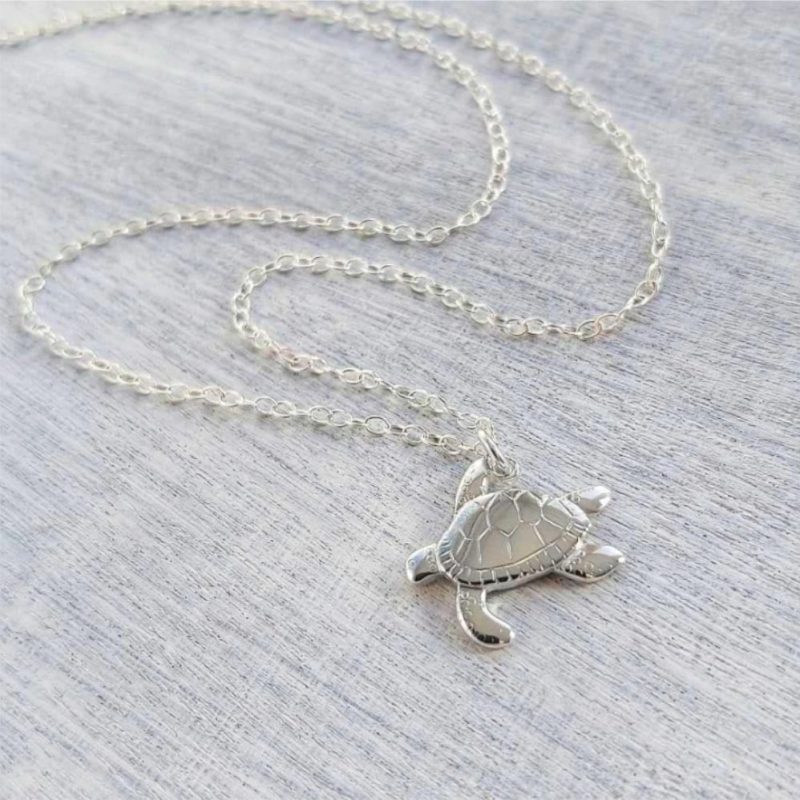 Turtle Pendant necklace, handcrafted, sterling silver