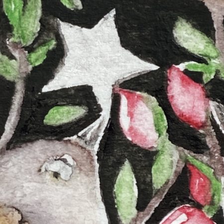 ACEO Mounted Original Whimsical Birds and Star Watercolour