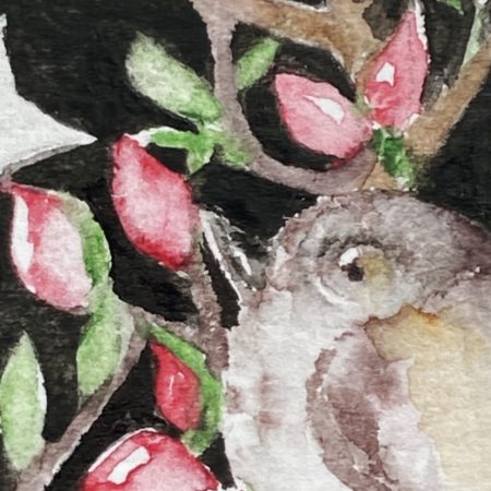 ACEO Mounted Original Whimsical Birds and Star Watercolour