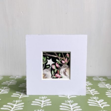 ACEO Mounted Original Whimsical Birds and Star Watercolour