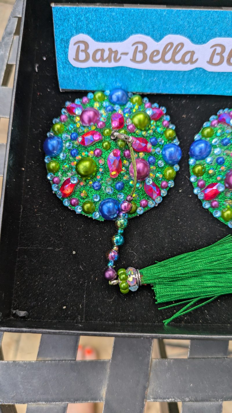 Handmade burlesque nipple tassels pastie green blue purple mix