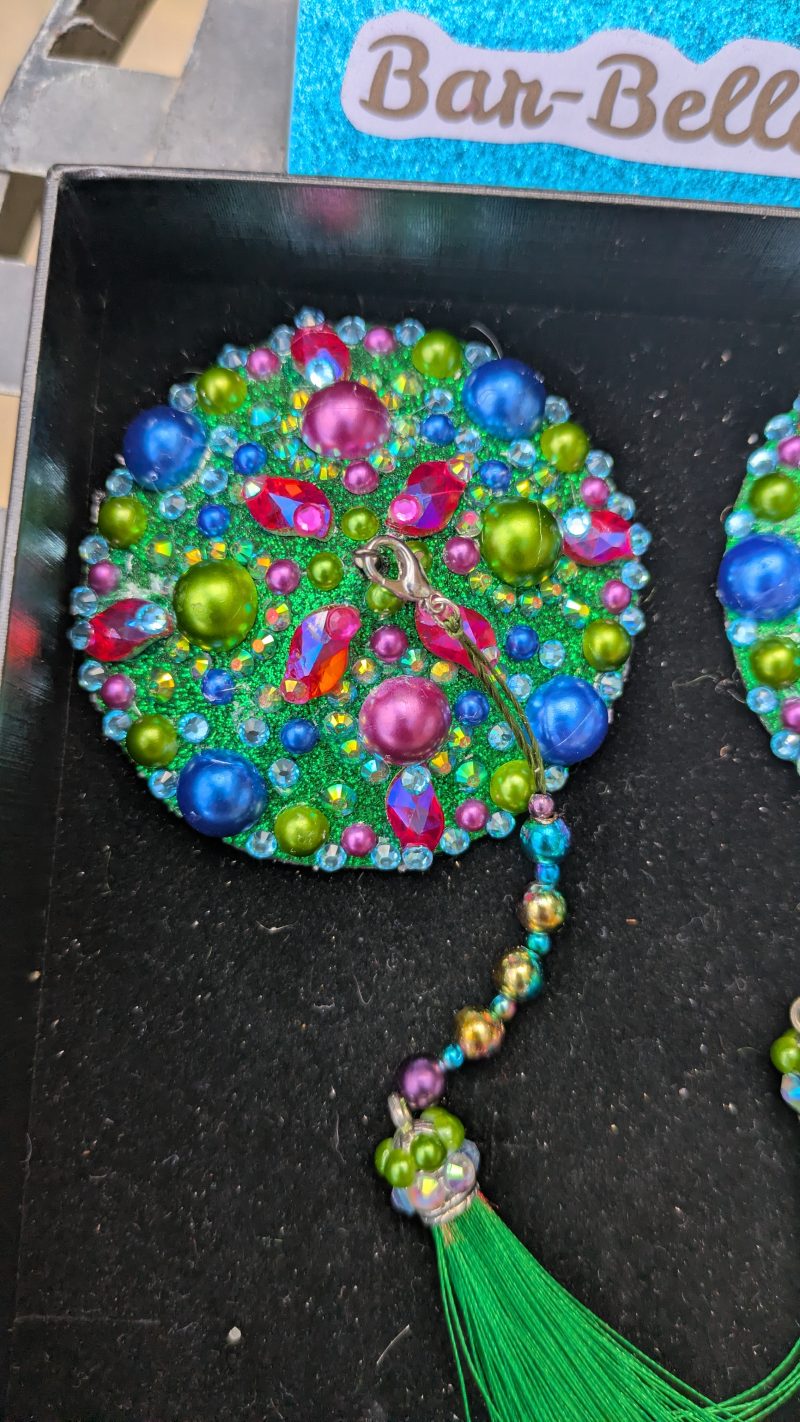 Handmade burlesque nipple tassels pastie green blue purple mix