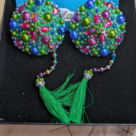 Handmade burlesque nipple tassels pastie green blue purple mix