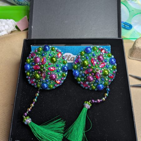Handmade burlesque nipple tassels pastie green blue purple mix