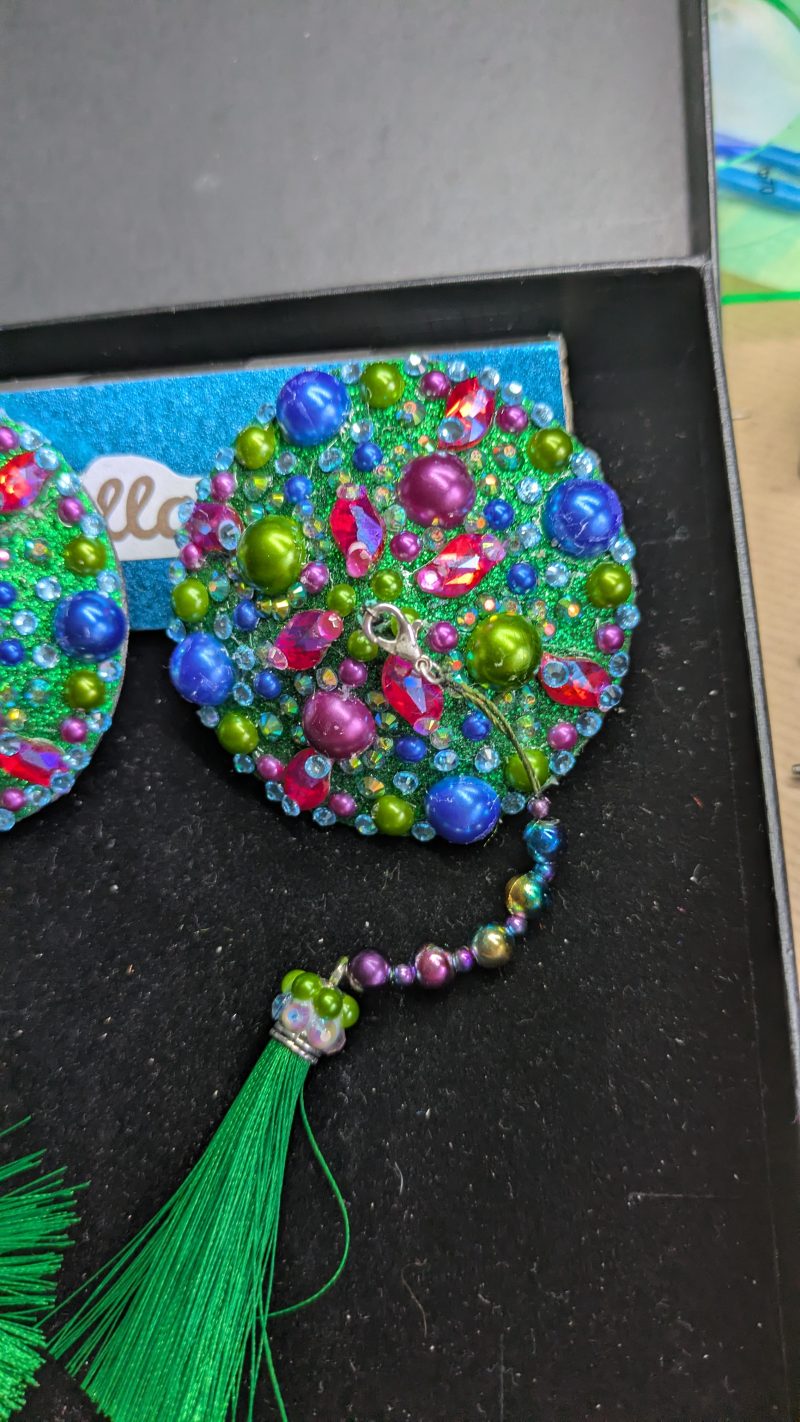 Handmade burlesque nipple tassels pastie green blue purple mix