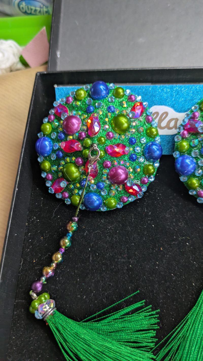 Handmade burlesque nipple tassels pastie green blue purple mix