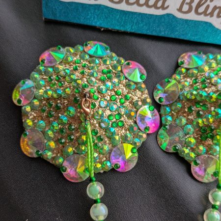 Burlesque nipple tassels handmade pastries Green sparkle