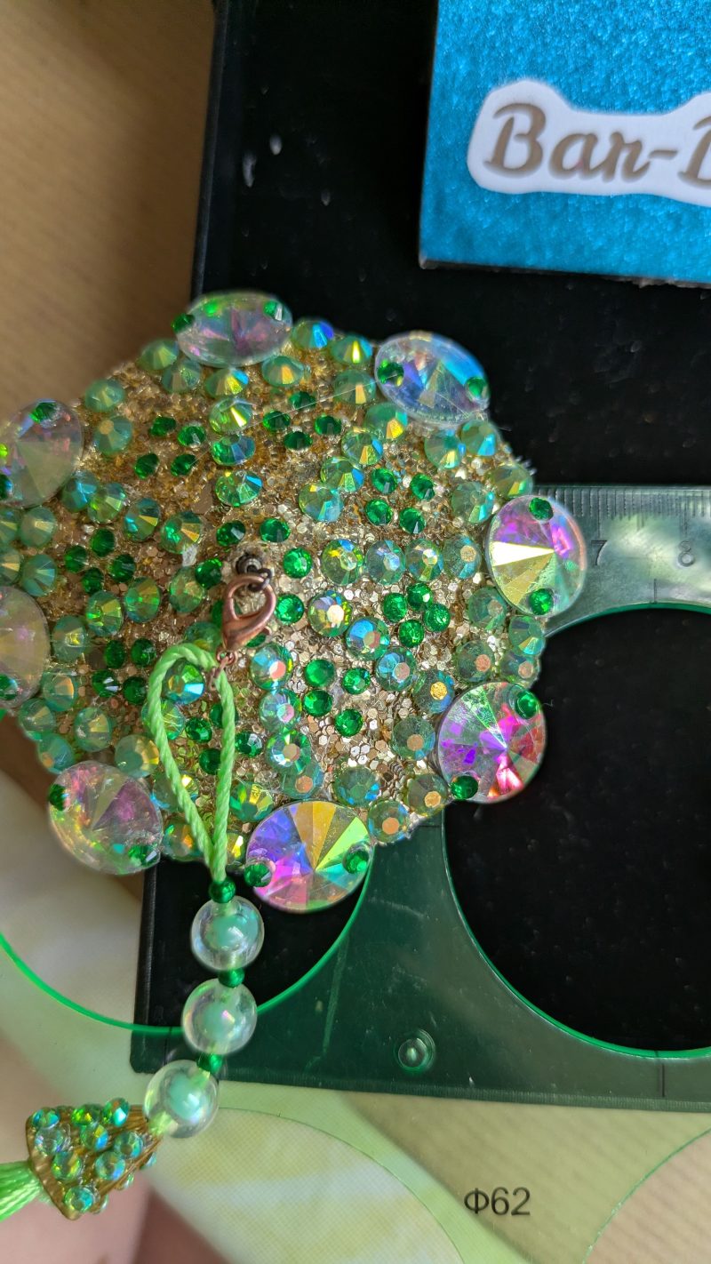 Burlesque nipple tassels handmade pastries Green sparkle