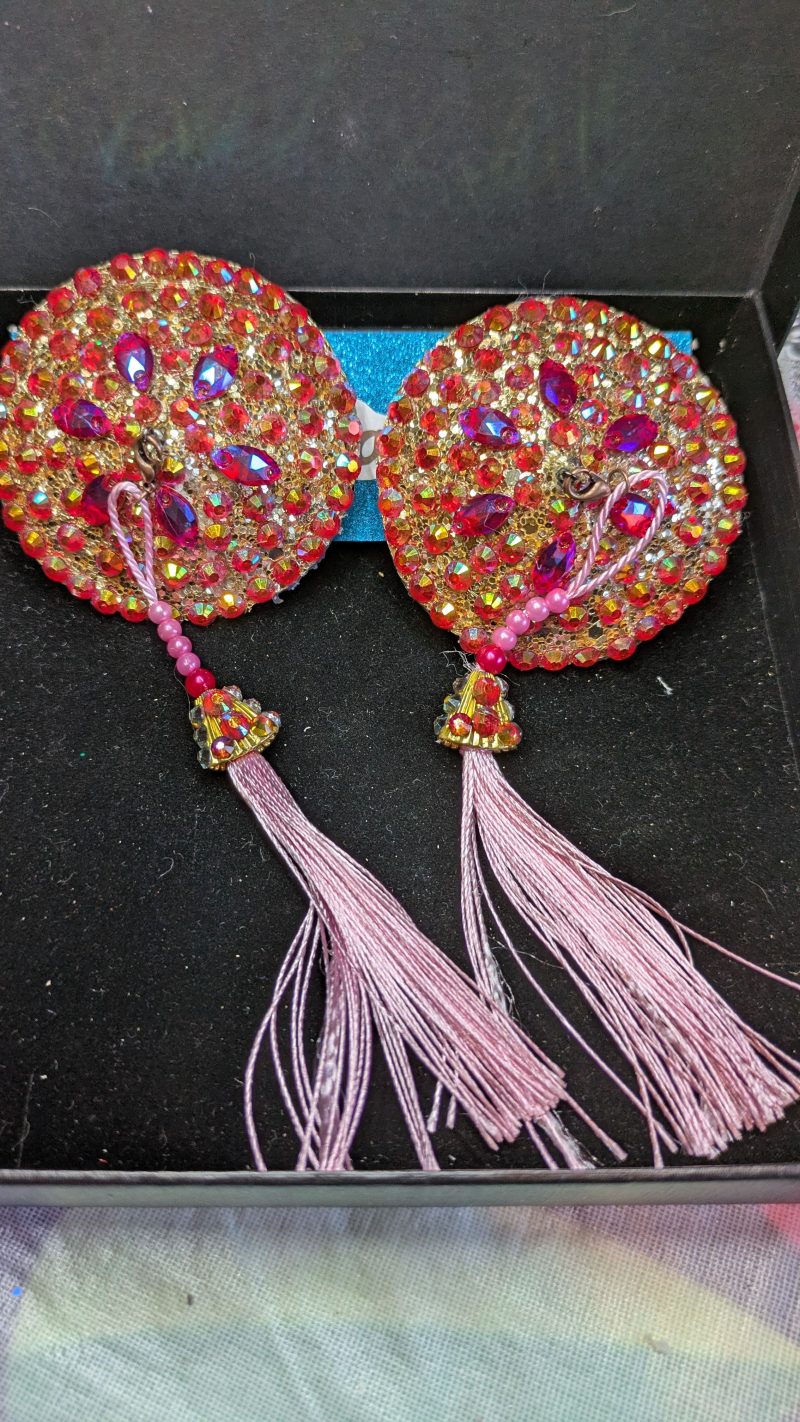 Handmade burlesque pasties nipple tassels pinks