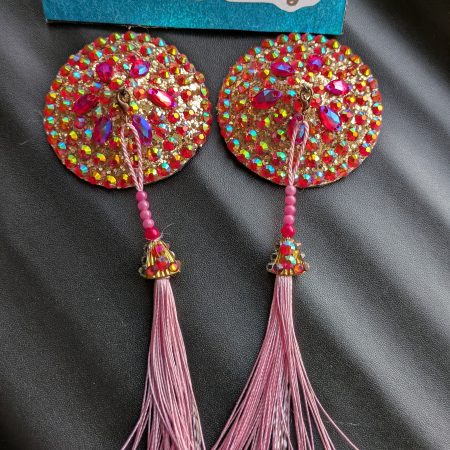 Handmade burlesque pasties nipple tassels pinks