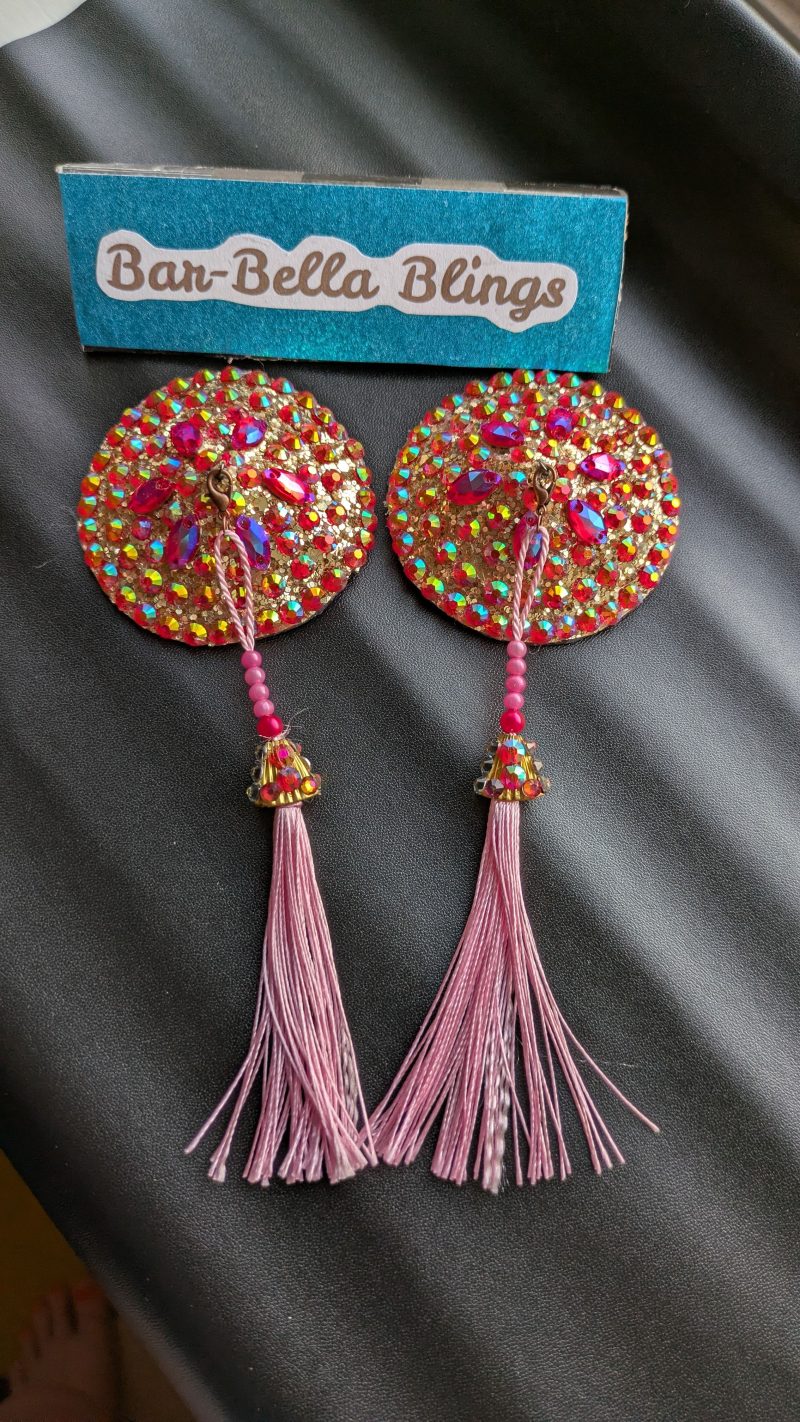 Handmade burlesque pasties nipple tassels pinks