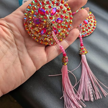 Handmade burlesque pasties nipple tassels pinks