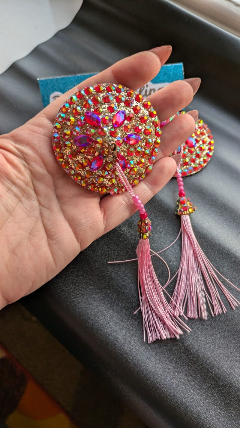 Handmade burlesque pasties nipple tassels pinks