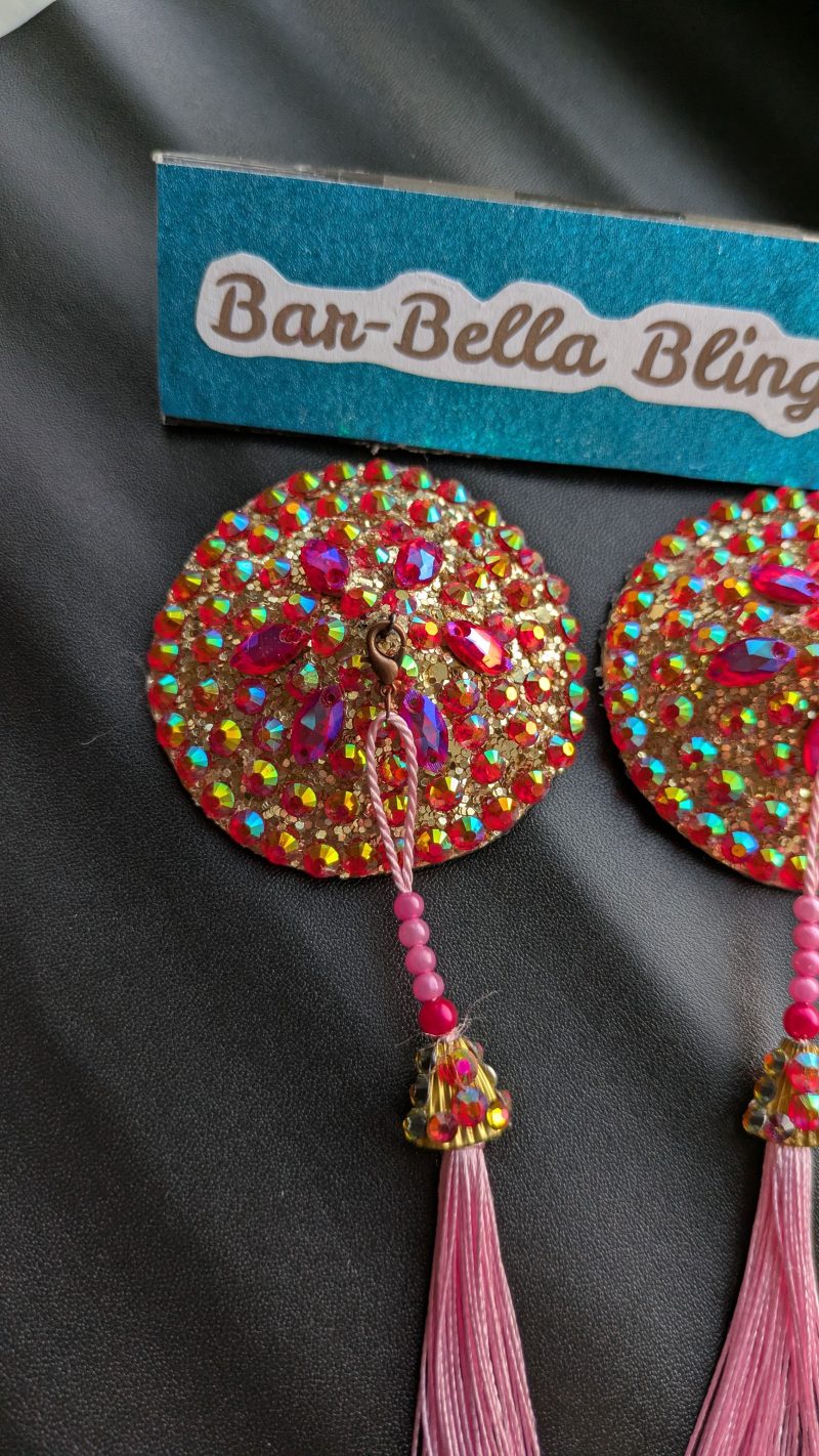 Handmade burlesque pasties nipple tassels pinks