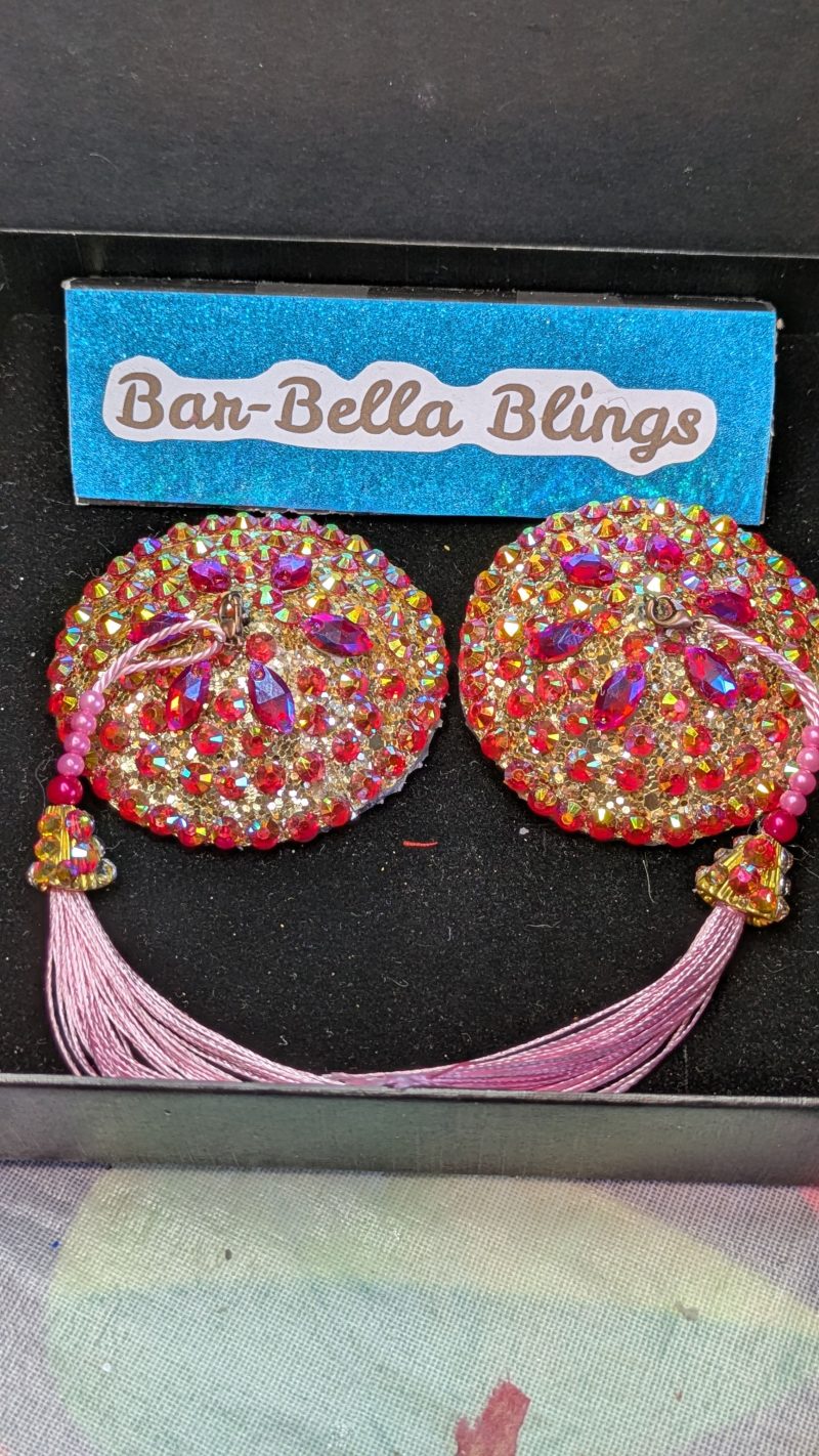 Handmade burlesque pasties nipple tassels pinks
