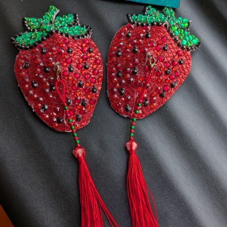 Handmade burlesque pasties nipple tassels fruity strawberry