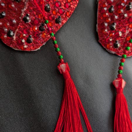Handmade burlesque pasties nipple tassels fruity strawberry