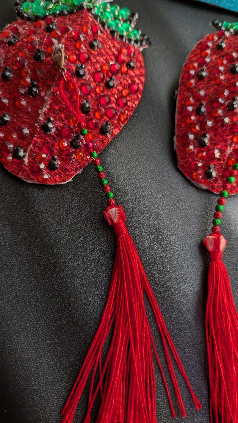 Handmade burlesque pasties nipple tassels fruity strawberry