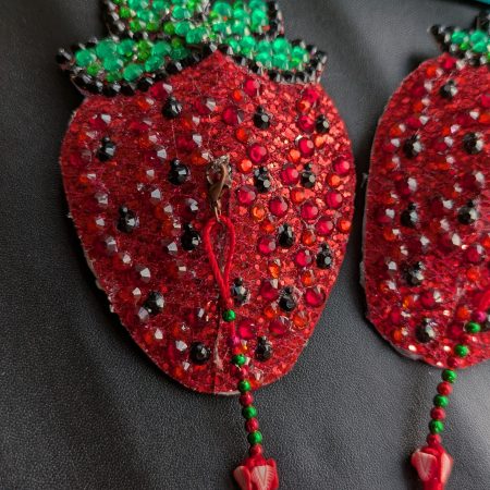 Handmade burlesque pasties nipple tassels fruity strawberry