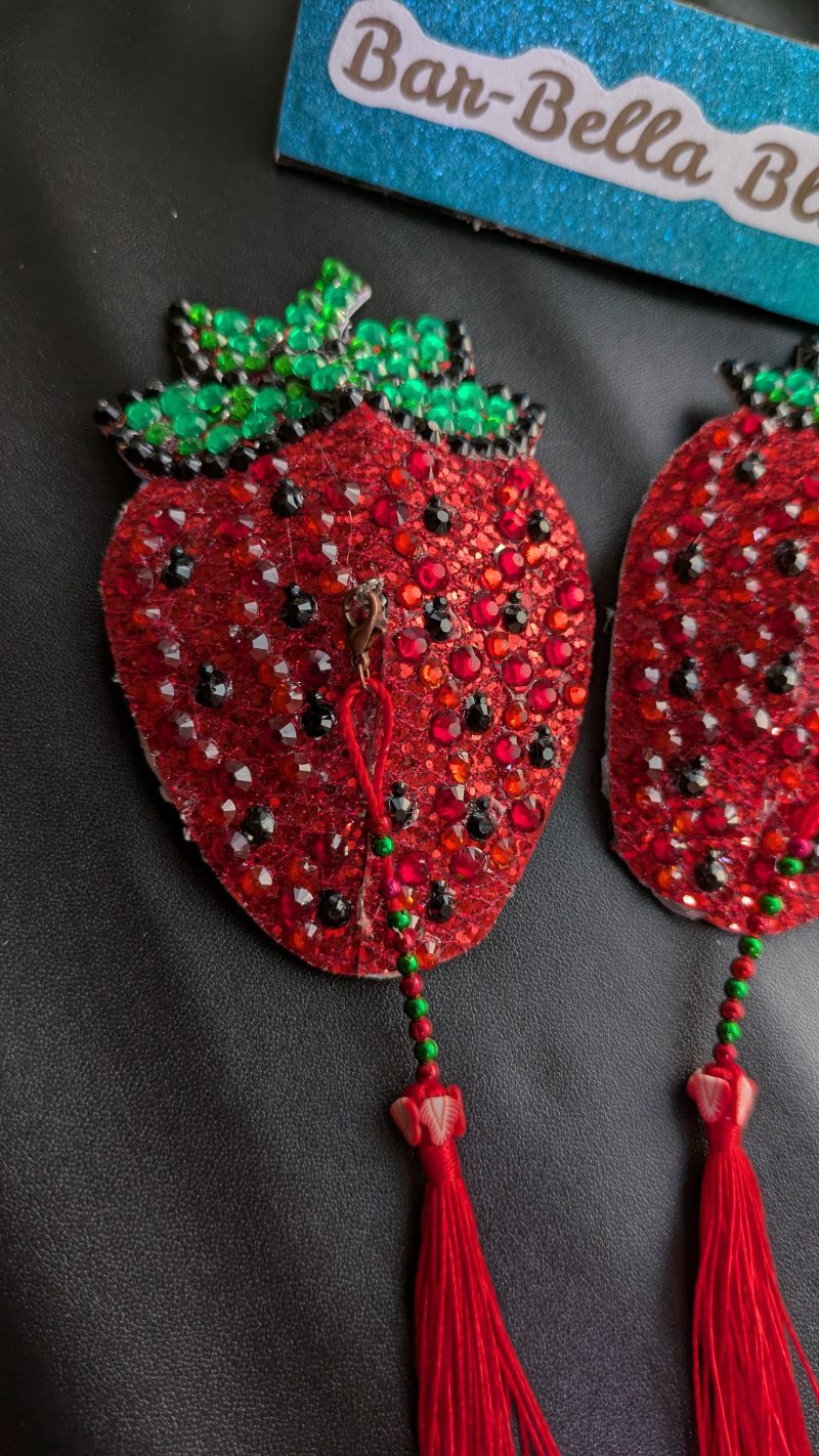 Handmade burlesque pasties nipple tassels fruity strawberry