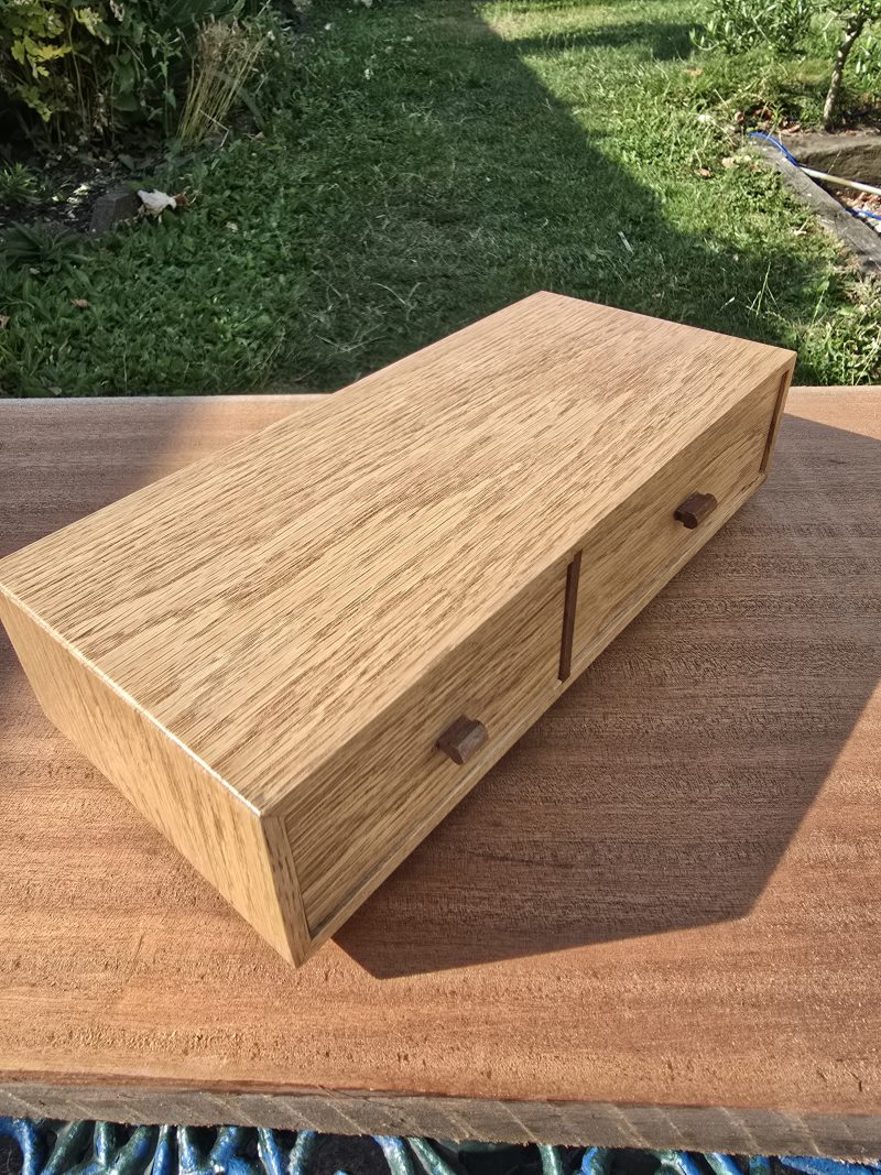 Oak and sapele small drawer organiser