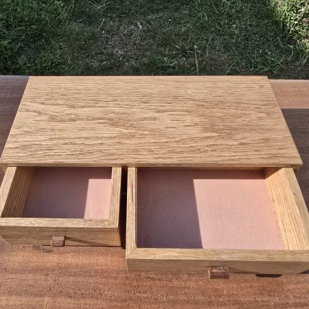 Oak and sapele small drawer organiser