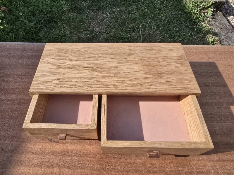 Oak and sapele small drawer organiser