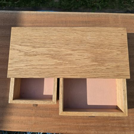 Oak and sapele small drawer organiser