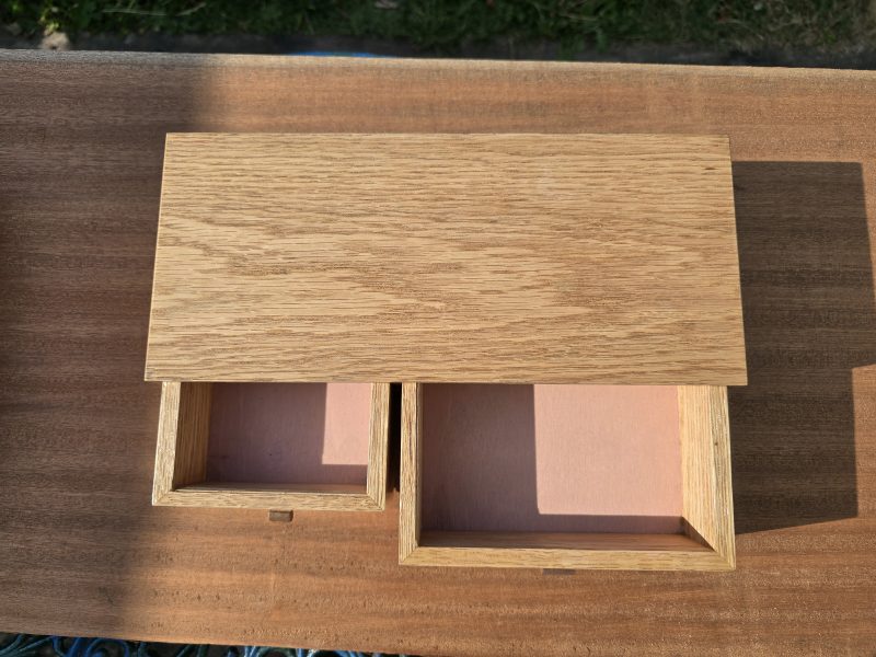 Oak and sapele small drawer organiser