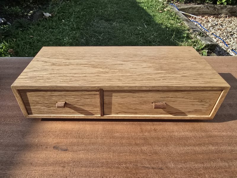 Oak and sapele small drawer organiser
