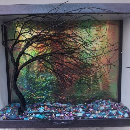 Magical Storm Colour Shifting Suncatcher with silhouette wire tree