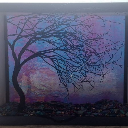 Magical Storm Colour Shifting Suncatcher with silhouette wire tree